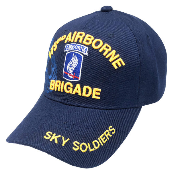 173rd Airborne Brigade Logo on Bill Mens Cap with Sky Soldiers text