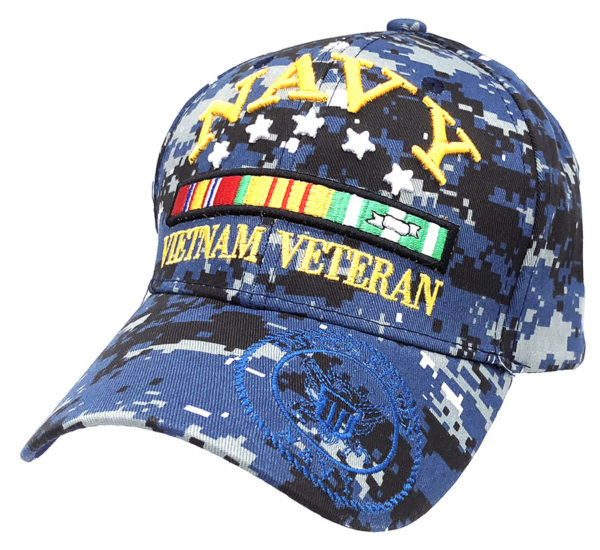 Navy Vietnam Veteran Logo on Bill Mens Cap with back on Veteran