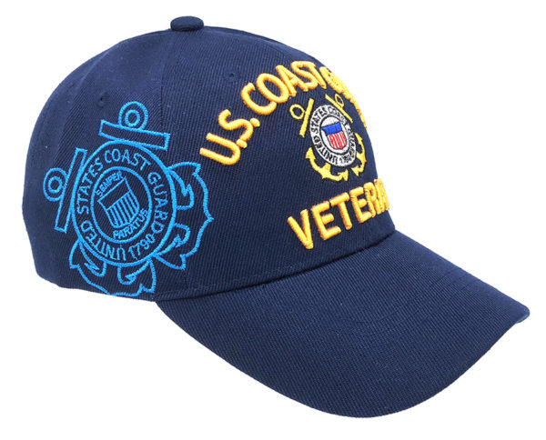 U.S Coast Guard Veteran Logo on Bill Mens Cap with back on Veteran - Image 2