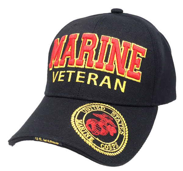 Marine Veteran Logo on Bill Mens Cap with back on US Marine