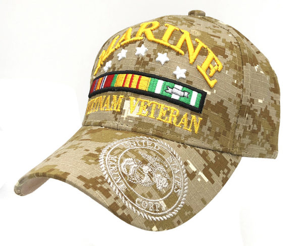 Marine Vietnam Veteran Logo on Bill Mens Cap with back on Veteran