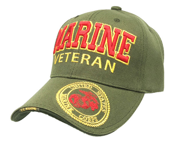 Marine Veteran Logo on Bill Mens Cap with back on US Marine