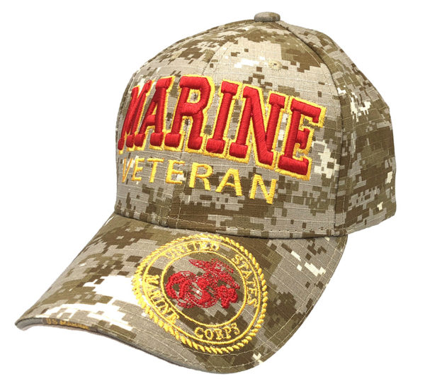 Marine Veteran Logo on Bill Mens Cap with back on US Marine