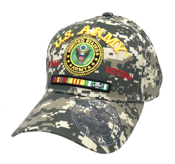 U.S Army Vietnam Veteran Logo on Bill Mens Cap with back on US Army