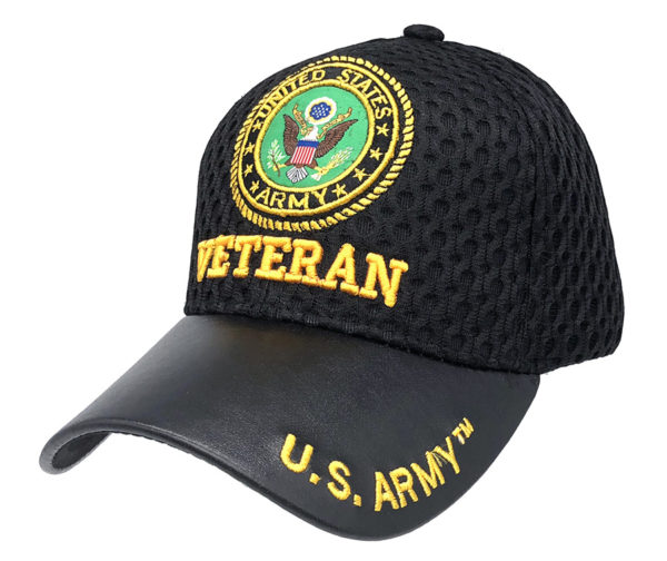 Veteran U.S. Army  Logo on Bill Mens Cap with back on US Army