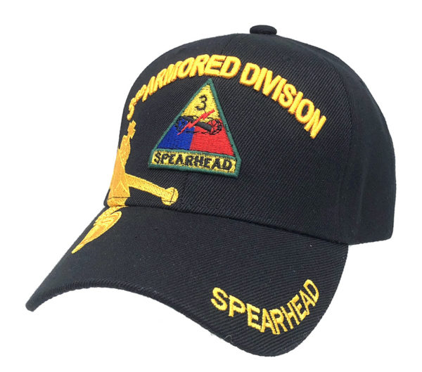 3Rd Armored Dvision Spearhead Logo on Bill Mens Cap with back on  3Rd Armored Dvision