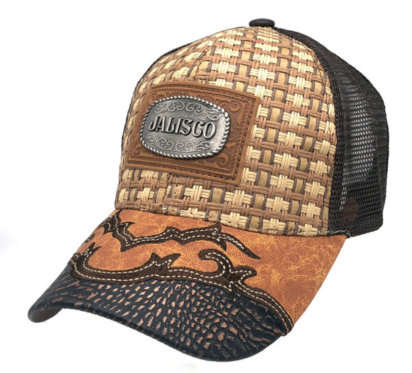 Jalisco Mexican Eagle Straw Mesh Back Baseball Charro Hat