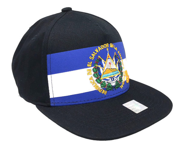 El salvador emblem Flag Five Panel  Snap cap with back on El Salvador - Image 2