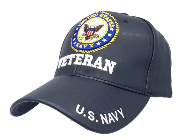 Veteran U.S. Navy  Logo on Bill Mens Cap with back on U.S. Navy
