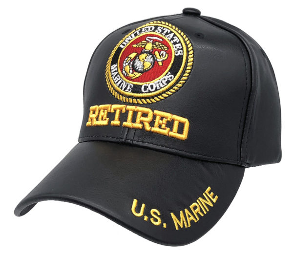 Retired U.S Marine Logo on Bill Mens Cap with back on U.S Marine