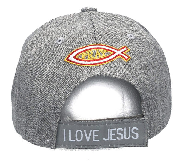 Real Men Everyday Logo on Bill Christian Cap with back on I Love Jesus - Image 3