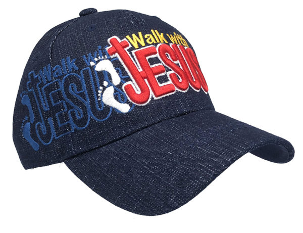 Walk with Jesus Logo on Bill Christian Cap with back on I Love Jesus - Image 3
