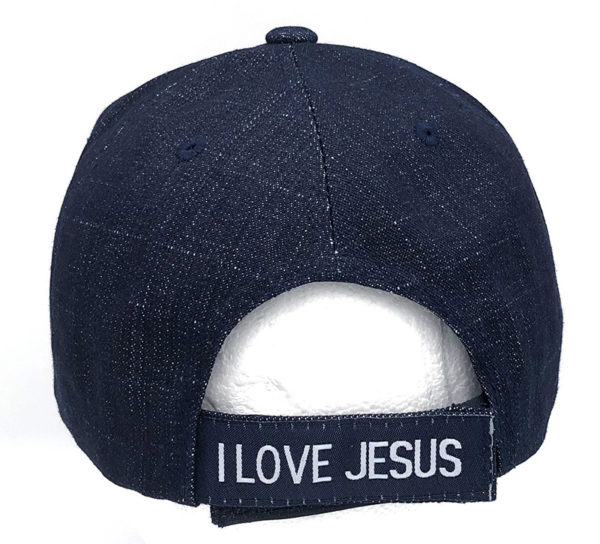 Walk with Jesus Logo on Bill Christian Cap with back on I Love Jesus - Image 2