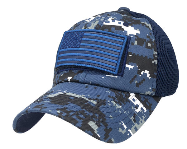 Blue Camo USA Flag Mesh Cap