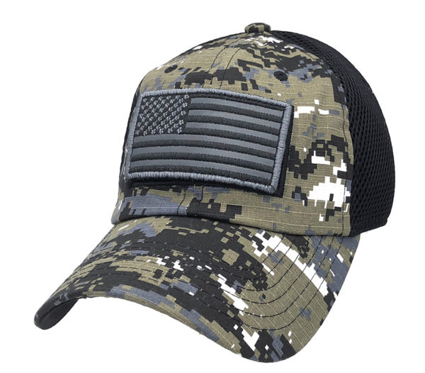 Khaki Camo USA Flag Mesh Cap