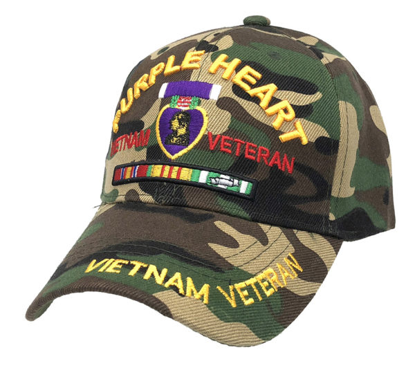 Purple Heart Vietnam Veteran Logo on Bill Mens Cap with Veteran