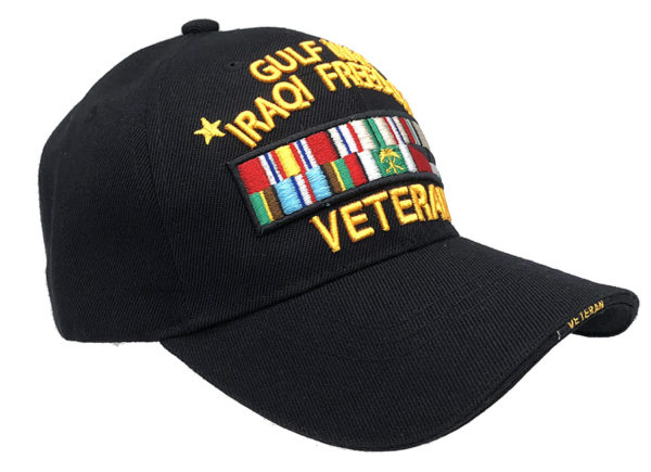 Gulf War Iraqi Freedom Veteran Logo on Bill Mens Cap with Veteran - Image 2