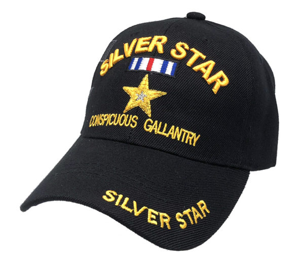 Silver Star Conspicuous Gallantry Logo on Bill Mens Cap with Silver Star