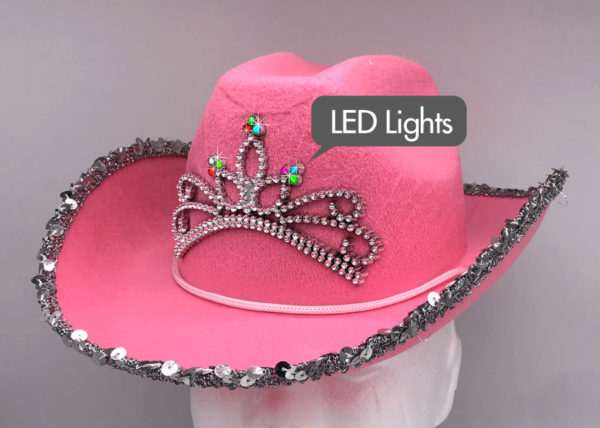 Pink Rhinestone Cowgirl Hat - LED Light