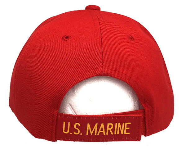 U.S Marine Logo on Bill Mens Cap with back on US Marine -Red - Image 3