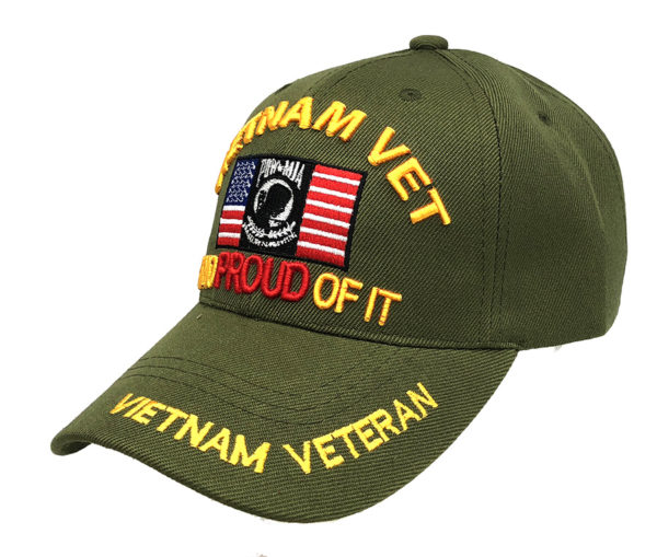 Vietnam Vet and Proud of it Logo on Bill Mens Cap with Veteran - Olive