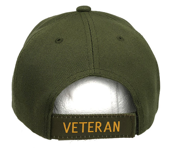 Vietnam Vet and Proud of it Logo on Bill Mens Cap with Veteran - Olive - Image 3