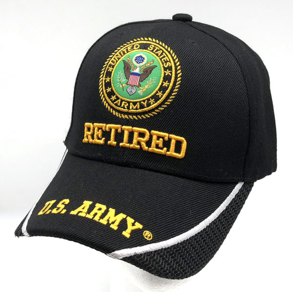 Retired U.S. Army Logo on Bill Mens Cap with back on U.S. Army