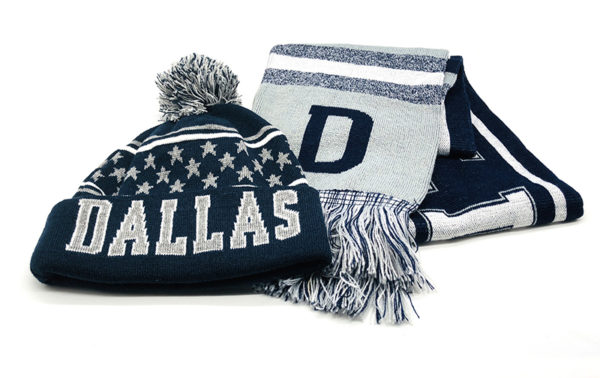 NFL Dallas Pom Beanie with Scarf - Team Color