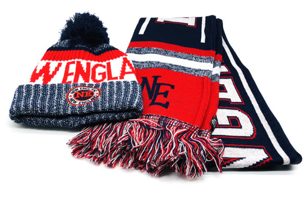 NFL New England Pom Beanie with Scarf - Team Color