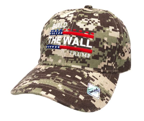 Build The Wall Trump Digital Camo Hat Cap Brown