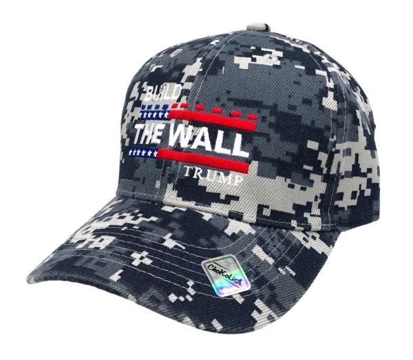 Build The Wall Trump Digital Camo Hat Cap Blue