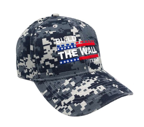 Build The Wall Trump Digital Camo Hat Cap Blue - Image 2
